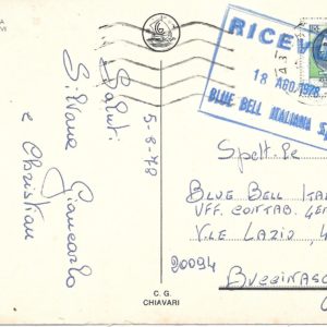 Lavagna - SALUTI DALLA RIVIERA AZZURRA - 05/08/78