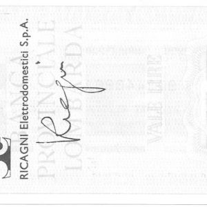 RICAGNI ELETTRODOMESTICI S.p.A. - 100 Lire - BERGAMO - 24/05/77