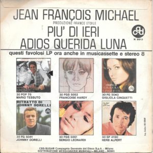 JEAN FRANCOIS MICHAEL - Più di Ieri, Adios Querida Luna - 16/09/70