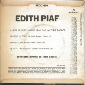 EDITH PIAF - A quoi ça sert l'amour, Mousique a tout va, Emporte moi, Le petit brouillard - 02/10/62