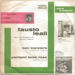 FAUSTO LEALI - Non insistere, Portami tante rose - 11/02/63