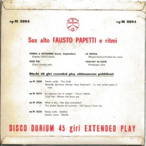 FAUSTO PAPETTI - Torna a settembre, Kon tiki, La novia, Fantasy in slow - 19/01/62