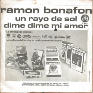RAMON BONAFON - Un rayo de sol, Dime dime mi amor - 15/09/70