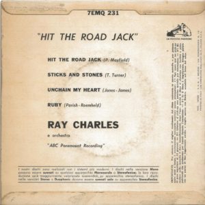 RAY CHARLES - Hit the road Jack, Stick and stones, Unchain my heart, Ruby - 09/01/62