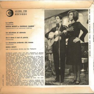MARIA MONTI e GIORGIO GABER - La balilla, Un bicchiere di dalmato, Se ti viene il mal di pancia, La domenica andando alla messa - 28/05/63