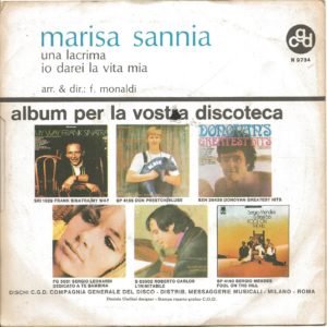 MARISA SANNIA - Una lacrima, Io darei la vita mia - 03/02/70