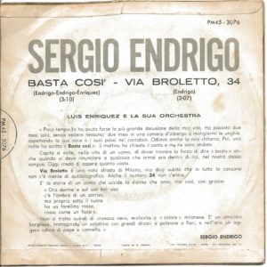 SERGIO ENDRIGO - Basta così, Via Broletto 34