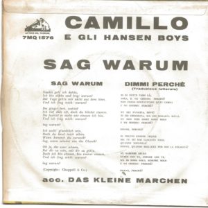 CAMILLO E GLI HANSEN BOYS - Sag warum, Das kleine Marchen - 09/05/61
