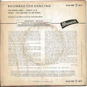 CARMEN CAVALLARO - The breeze and I, Maria la-o, Adios, You belong to my heart