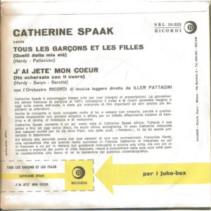 CATHERINE SPAAK - Tous les garçons et les filles, J'ai jete mom coeur - 28/03/63