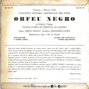 ORFEU NEGRO - Felicitade, O nosso amor, Manha de carnival, Samba de Orfeu - 1959