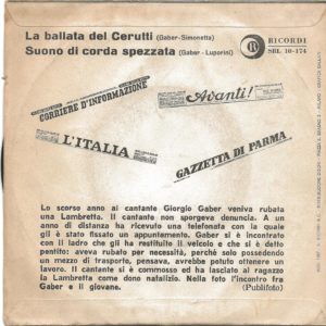 GIORGIO GABER - La ballata del Cerutti, Suono di corda spezzata