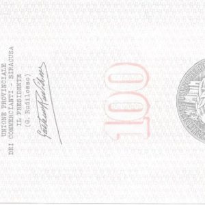 UNIONE PROVINCIALE COMMERCIANTI - Lire 100 - SIRACUSA - 05/01/77