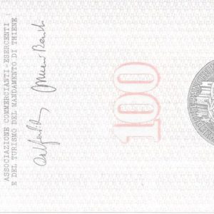 ASSOCIAZIONE COMMERCIANTI ESERCENTI E TURISMO - Lire 100 - THIENE - 05/01/77
