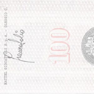 MATTEL GIOCATTOLI S.P.A. OLEGGIO - Lire 100 - ARONA - 31/01/77