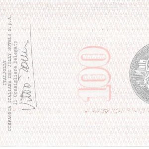 ITALJOLLY  COMPAGNIA ITALIANA JOLLY HOTELS- Lire 100 - VALDAGNO - 15/04/77