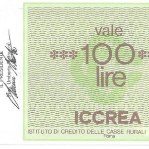 COOPERATIVA TABACCAI REGIONE LAZIO - Lire 100 - 08/02/77