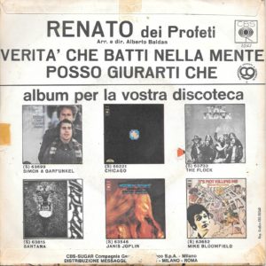 RENATO DEI PROFETI - Verità che batti nella mente, Posso giurarti che - 14/10/70