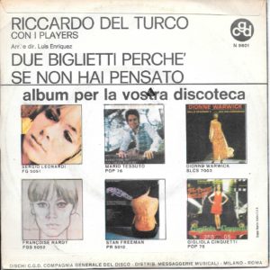 RICCARDO DEL TURCO - Due biglietti perchè, Se non hai pensato - 11/06/70