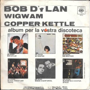 BOB DYLAN - Wingam, Copper Kettle - 14/07/70