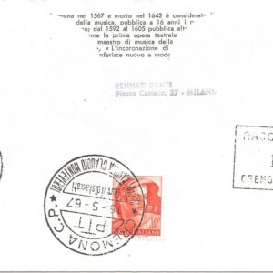 4° CENTENARIO NASCITA MONTEVERDI - 15/05/67