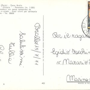 PREGOLA - Passo Brallo, Hotel ristorante Olimpia - 15/07/71